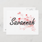 Savannah Artistic Name Design with Heart Briefkaart (Voorkant / Achterkant)