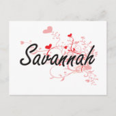 Savannah Artistic Name Design with Heart Briefkaart (Voorkant)