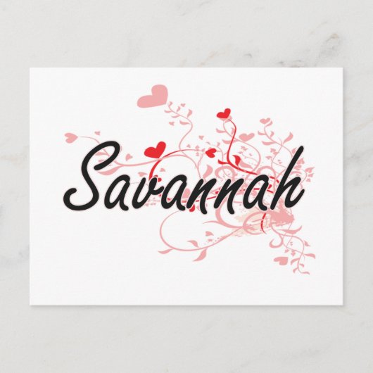 Savannah Artistic Name Design with Heart Briefkaart (Voorkant)