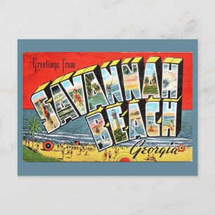 Savannah Beach Georgia 2 Ansichtkaart Briefkaart