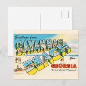 Savannah Beach Georgia Begroeting Briefkaart (Voorkant / Achterkant)