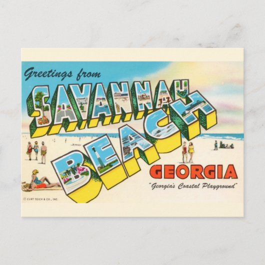 Savannah Beach Georgia Begroeting Briefkaart (Voorkant)