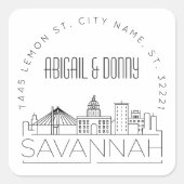 Savannah Bruiloft | Afdichting van vooraf geadress Vierkante Sticker (Voorkant)