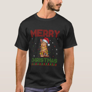 Savannah Cat Lovers Santa Hat Grappig Lelijk Kerst T-shirt
