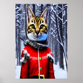 Savannah cat Santa Claus | AI Art Poster (Voorkant)