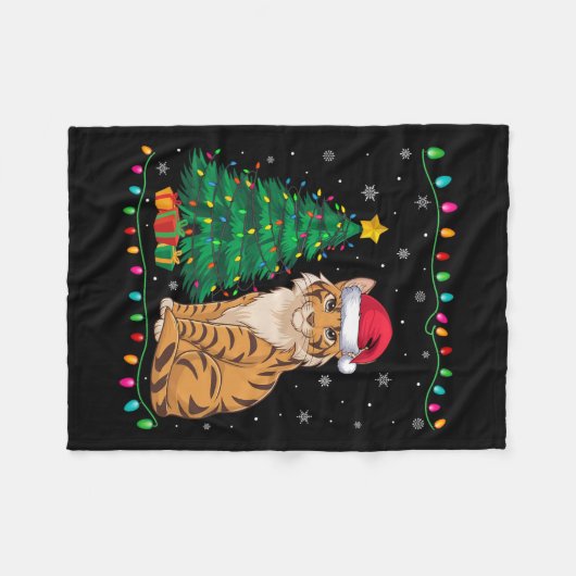 Savannah Cat Santa Hat Mannen Vrouwen Kinder Kerst Fleece Deken (Voorkant (Horizontaal))