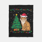 Savannah Cat Santa Hat Mannen Vrouwen Kinder Kerst Fleece Deken (Voorkant)