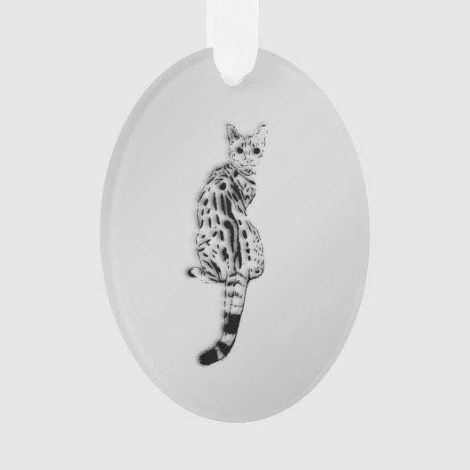 Savannah Cat Silver Ornament (voorkant)