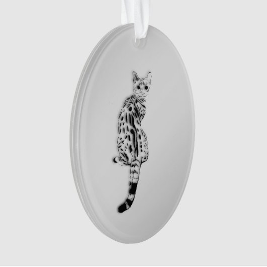 Savannah Cat Silver Ornament (voorkant)