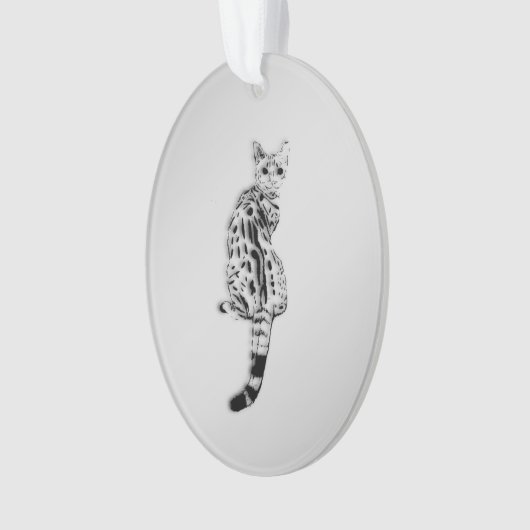 Savannah Cat Silver Ornament (voorkant)