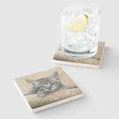 Savannah Cat Square Onderzetter (Zijkant)