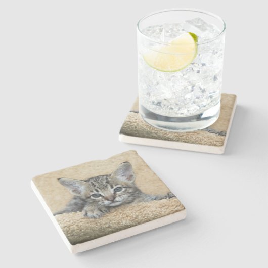 Savannah Cat Square Onderzetter (Zijkant)