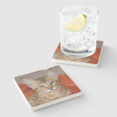 Savannah Cat Square Onderzetter (Zijkant)