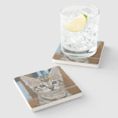 Savannah Cat Square Onderzetter (Zijkant)