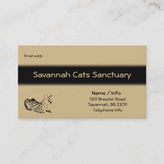 Savannah Cat Visitekaartje / Aanpassen (Voorkant)