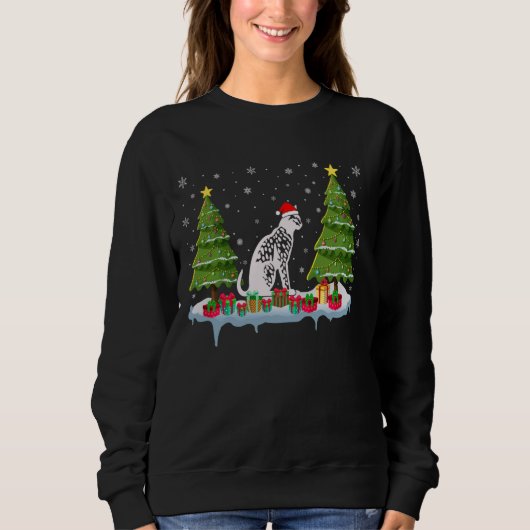 Savannah Cat Xmas Tree Lighting Mannen Vrouwen Lel Trui (Voorkant)
