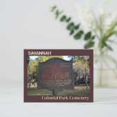 Savannah Colonial Park Gele koortsmarker Briefkaart (Staand voorkant)