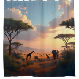 Savannah Dawn – Afrikaanse zonsopgang landschap do Douchegordijn
