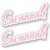 Savannah Decoratieve Naam in Roze x2 Sticker (Voorkant)