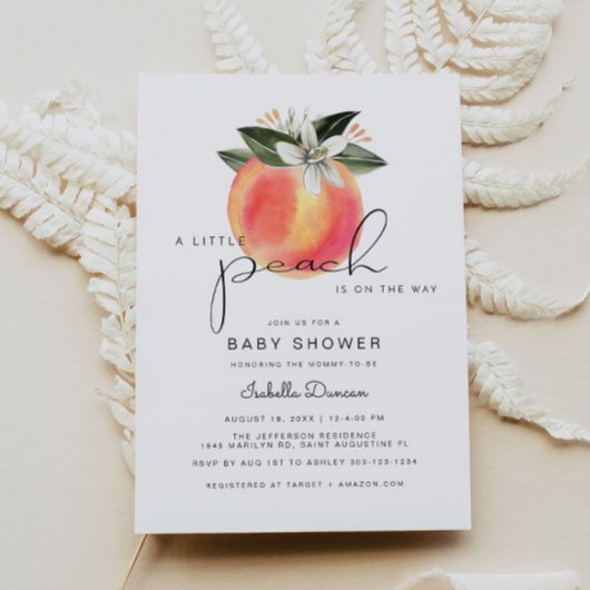 Savannah - Een klein Baby shower perziken Kaart