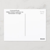 Savannah GA Colonial Park Cemetery Fotografisch Briefkaart (Achterkant)