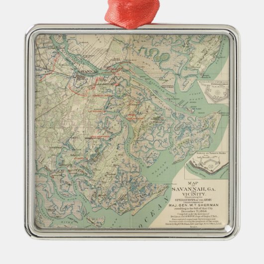 Savannah, Ga en omgeving Metalen Ornament (Voorkant)