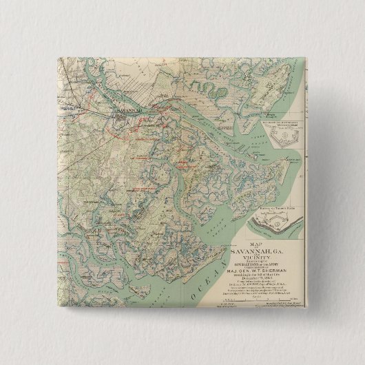 Savannah, Ga en omgeving Vierkante Button 5,1 Cm (Voorkant)