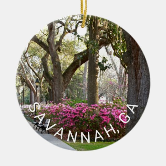Savannah GA Forsyth Park Azaleas Live Oaks Moss Keramisch Ornament (Voorkant)