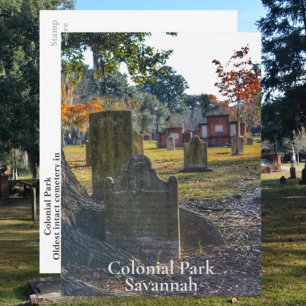 Savannah GA  Historisch Koloniaal Park Fotografisc Briefkaart
