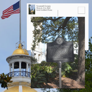 Savannah GA Historisch Stadhuis Marker Fotografisc Briefkaart