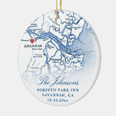 Savannah GA Kaart Trouwfoto Kerstmis Keramisch Ornament (Links)