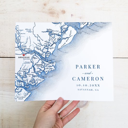 Savannah GA Kaart Trouwwinkel Muur Art Print