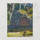 Savannah GA Koloniaal Park Gele Koortsmarkering Briefkaart (Voorkant)