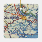 Savannah GA Map Keramisch Ornament (Achterkant)