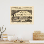 Savannah, GA Panorama Map - 1734 Poster (Keuken)