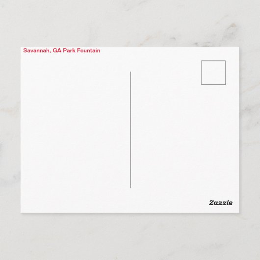 Savannah, GA Park Briefkaart (Achterkant)