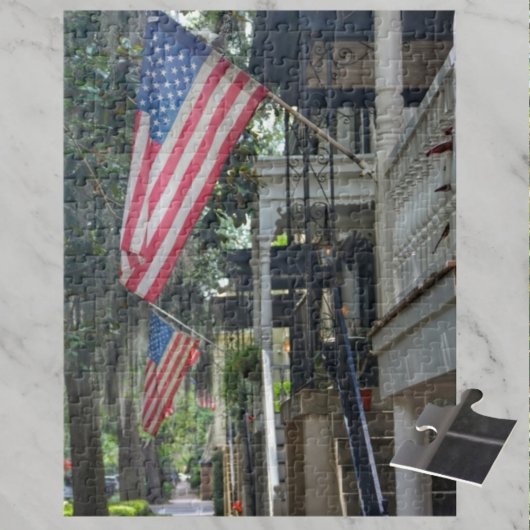 Savannah GA Patriotic Flags Jones St Photographic Legpuzzel