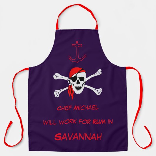 Savannah GA Pirate Skull Crossbones schip Anchor Schort (Voorkant)