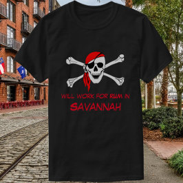 Savannah GA Pirate Skull Crossbones Werk voor Rum T-shirt