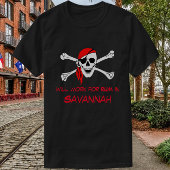 Savannah GA Pirate Skull Crossbones Werk voor Rum T-shirt