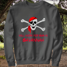 Savannah GA Pirate Skull Crossbones Werk voor Rum Trui