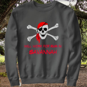 Savannah GA Pirate Skull Crossbones Werk voor Rum Trui