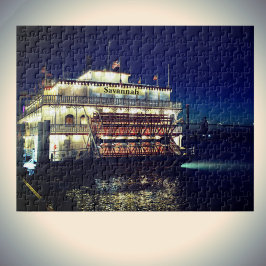 Savannah GA Riverboat bij nacht fotografisch Legpuzzel