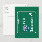 Savannah, GA Road Sign Briefkaart (Voorkant / Achterkant)
