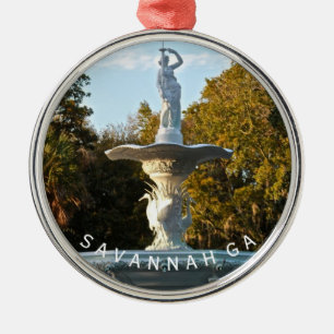 Savannah GA Souvenir Foto van Forsyth Park Metalen Ornament