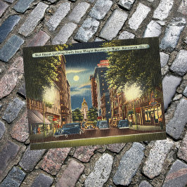 Savannah GA Street Night Illustration Briefkaart