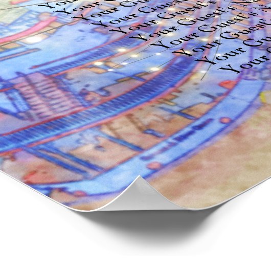 Savannah GA Street Sunset Wedding Seat Chart Poster (Hoek)