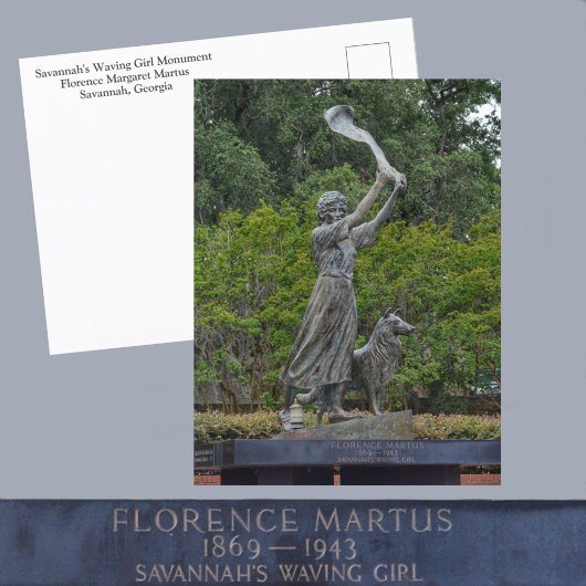 Savannah GA Waving Girl Monument Fotografisch Briefkaart
