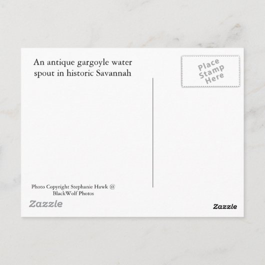 Savannah Gargoyle Post Card Briefkaart (Achterkant)