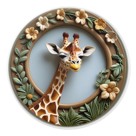 Savannah Gaze Giraffe Keramische Knop (Voorkant)